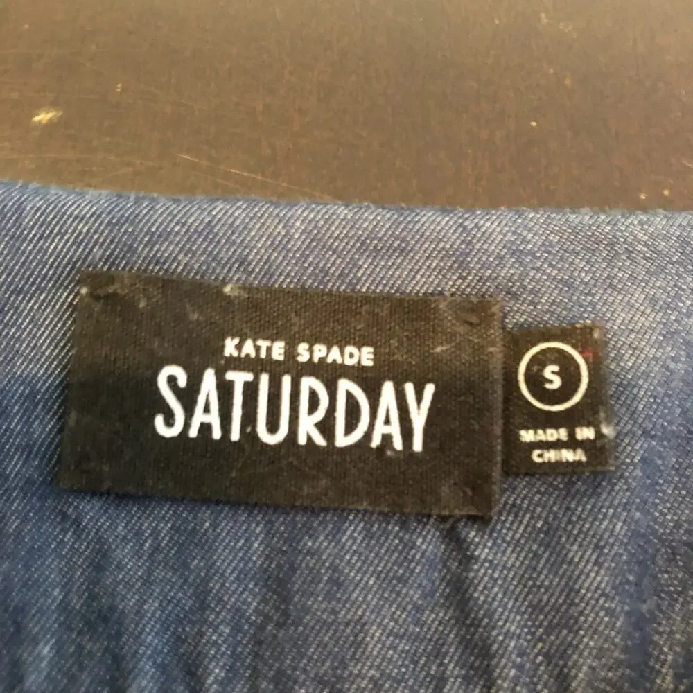 Kate Spade Saturday dark chambray denim blue shift dress size Small
